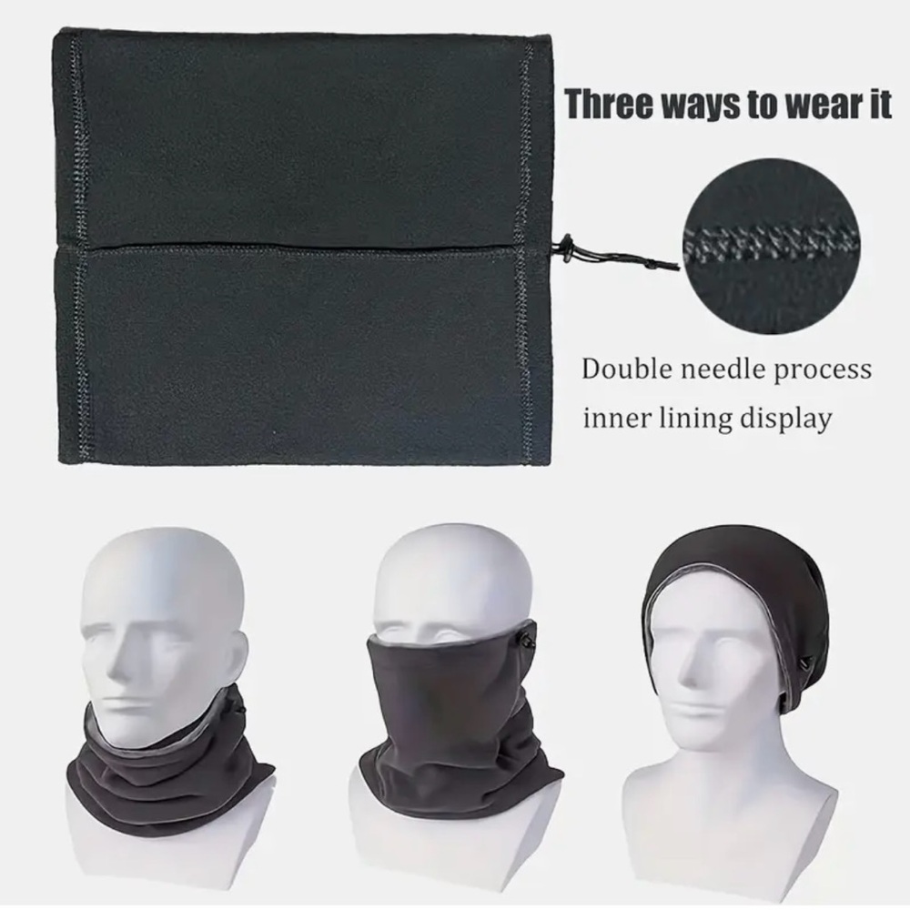 Grey Fleece Neck Warmer Gaiter Windproof Thermal Scarf Unisex Winter NWT - Picture 6 of 9